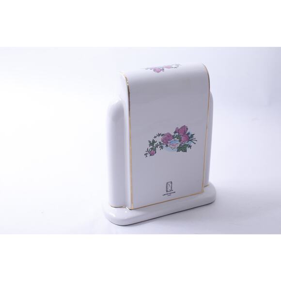 Paul Sebastian, White Mantel Clock, Porcelain, Floral, Shelf, Table Clock, 1996 - Picture 2 of 3